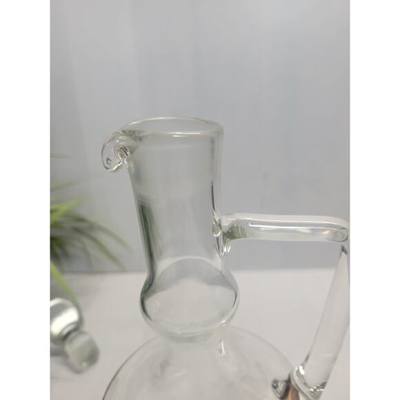 Vintage Wine Decanter, Clear Glass Floral Etched, Stopper - Picture 4 of 5